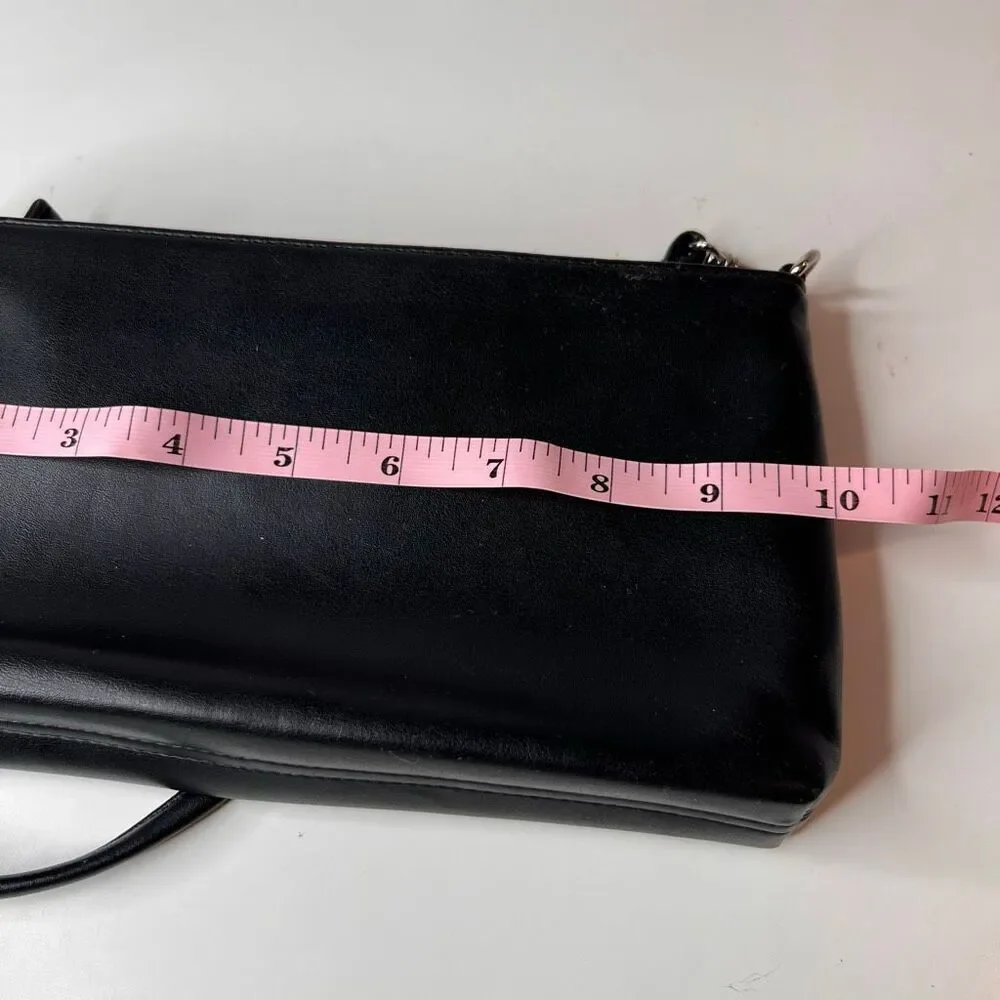 black Charter Club Y2K 90’s shoulder bag features a sleek design with silver-ton